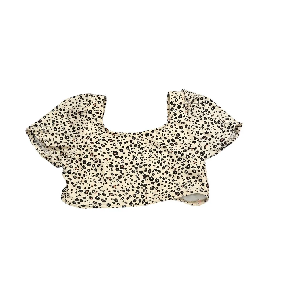 Cat & Jack Girls' Leopard Spot Printed Bikini Top Beige Size X-Large 14